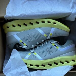 On Running Women’s Cloud Surfers Gray and Yellow Running Shoes